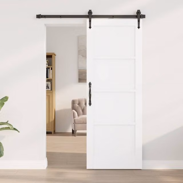 Berkfield Orkdal Modern Sliding Interior Door, White Lacquered Solid Wood and Plywood, W: 73.5 cm, H: 198.5 cm, D: 4 cm