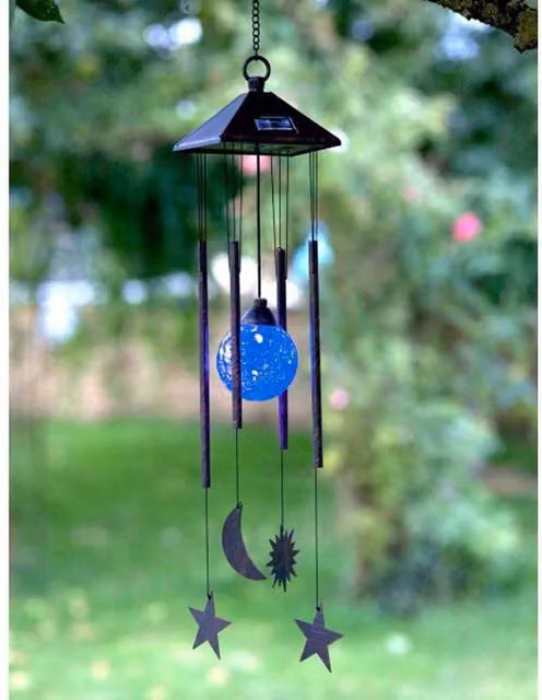 Garden Mile Sun and Moon Solar LED Wind Chime in Bronze