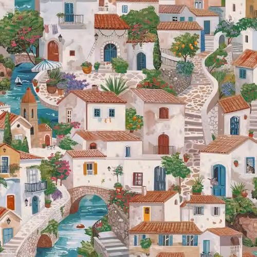 Holden Decor Odyssey Italian Buildings Mediterranean Vibe Multicolour Wallpaper