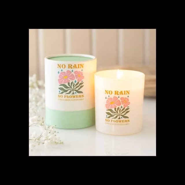 KDMD No Rain No Flowers Citrus & Ginger Scented Candle, Multicolour, 28 Hour Burn Time – 1