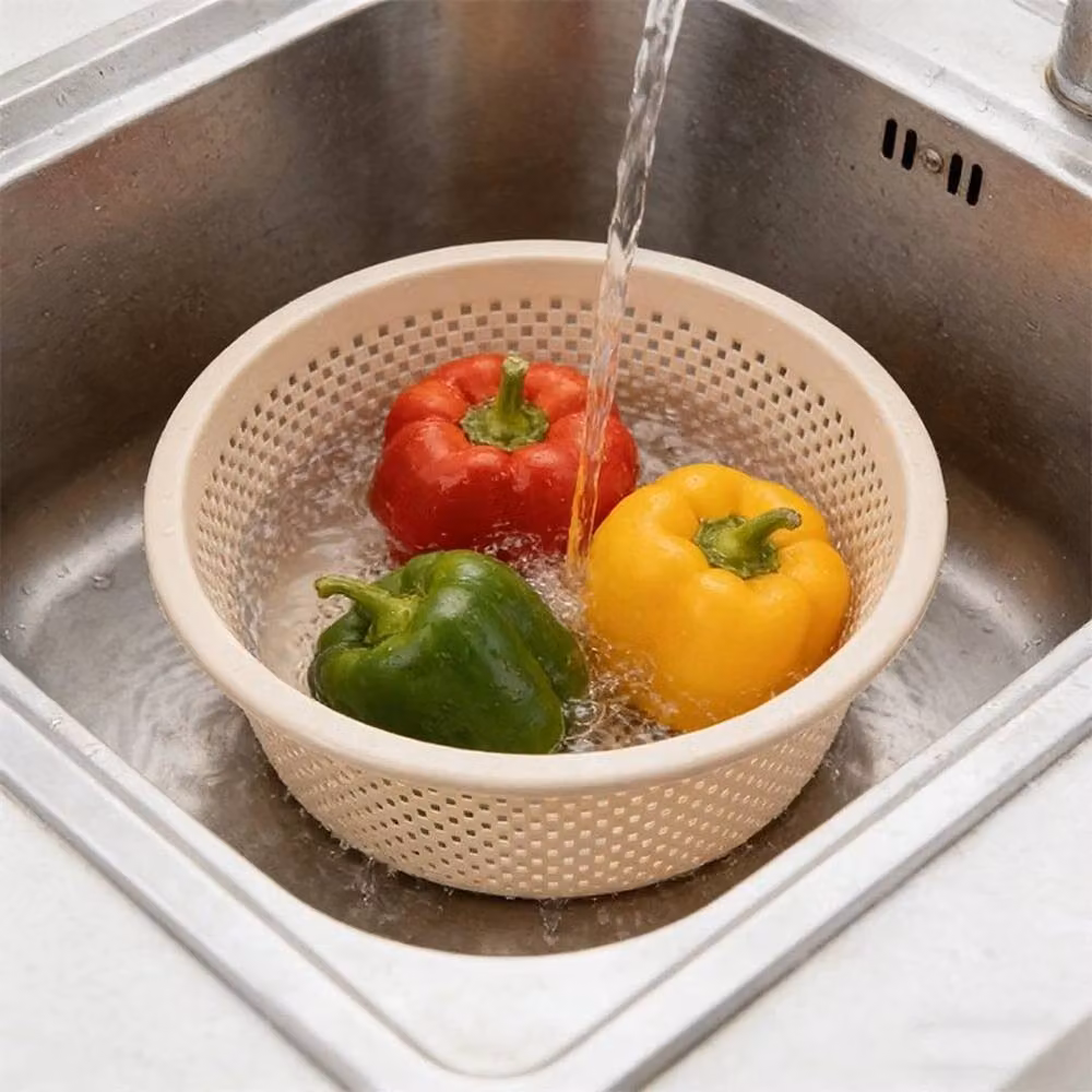 FLAVORA Multicolour Plastic Round Fruit and Vegetable Colander Basket, Diameter: 23 cm – 3