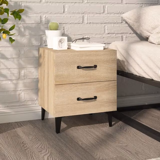 Berkfield Home Bedside Cabinet in Sonoma Oak, Brown, W/D/H: 40 x 35 x 47.5 cm – 1