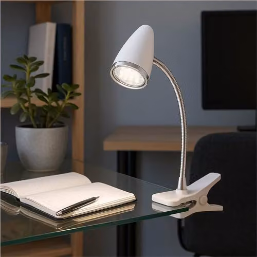 Loops Modern LED Table Lamp in White and Chrome, Height: 33 cm – 2