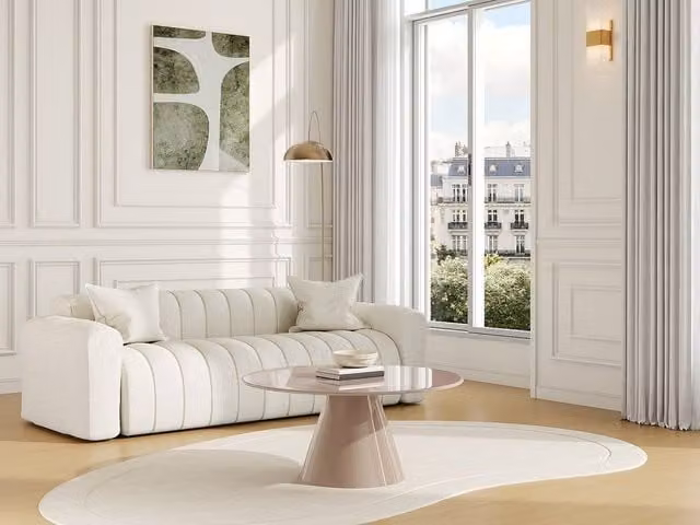 DINEGA Vente-unique Metal Coffee Table in Glossy Beige – 1