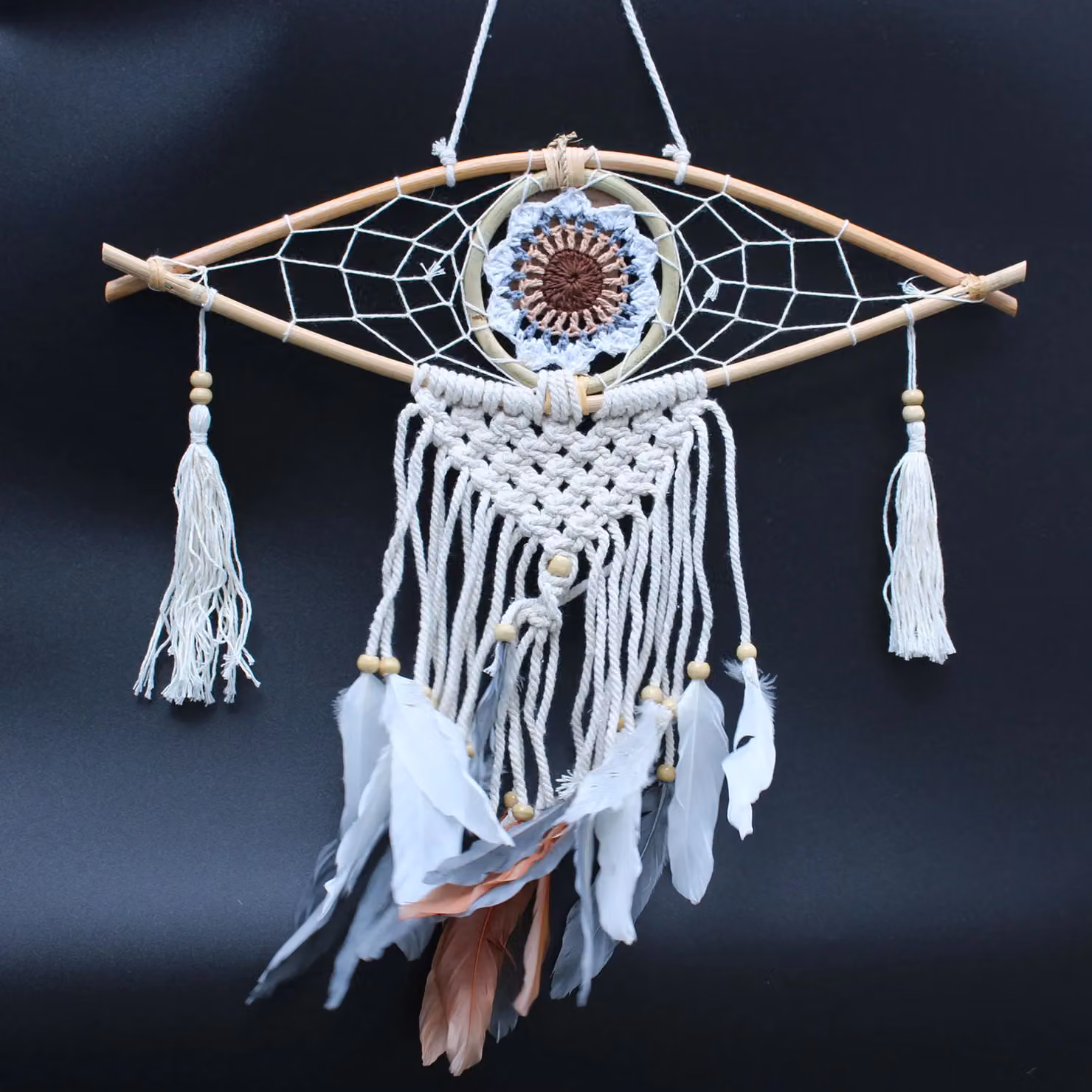 Ancient Wisdom White Boho Macrame Mandala Hanging Dream Catcher – 2