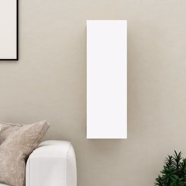 Berkfield Home White Wall Mounted TV Cabinet with Internal Shelves and Hinged Doors W/D/H: 30 x 30.5 x 90 cm