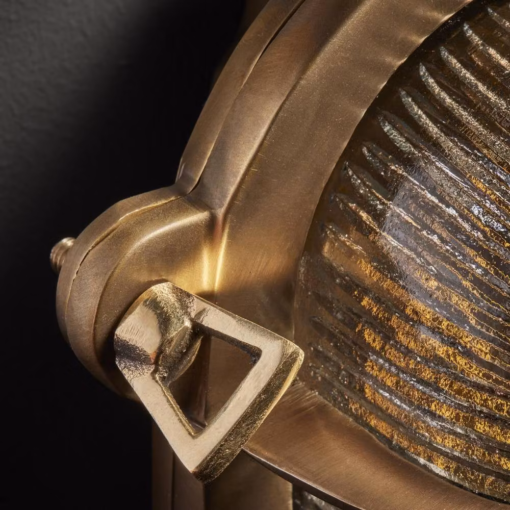 Industville Bulkhead Oval Wall Light for Outdoor and Bathroom Use, Brass and Glass, Metallic Gold, Diameter: 15.24 cm – 2