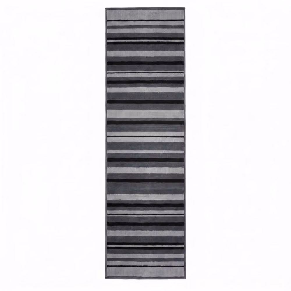 Bravich LTD Modern Striped Grey Hallway Runner Rug, Non-Slip Low Pile, W: 60 cm, L: 120 cm – 3