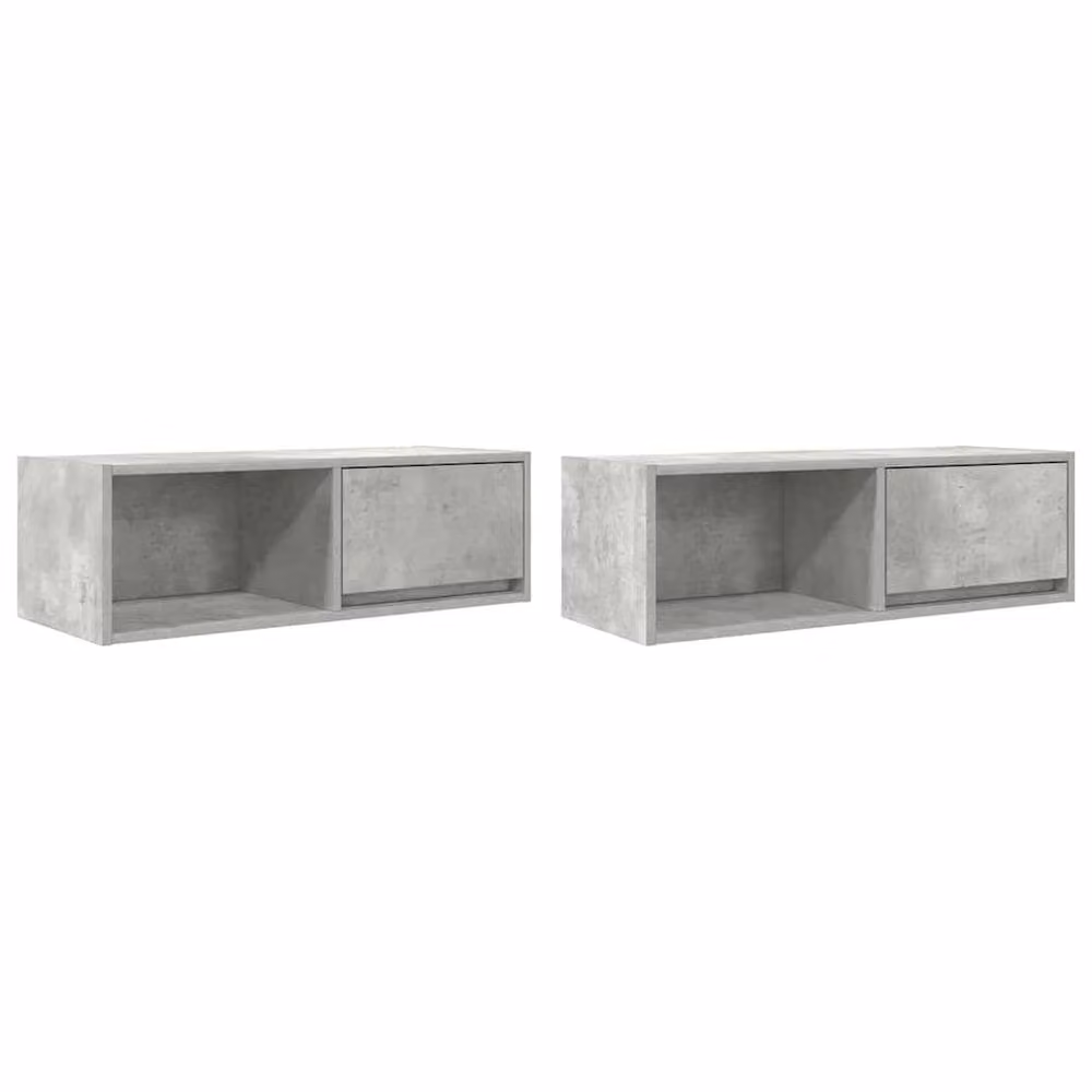Berkfield Home Set of 2 Modern TV Cabinets in Concrete Grey, W/D/H: 80 x 31 x 25.5 cm – 2