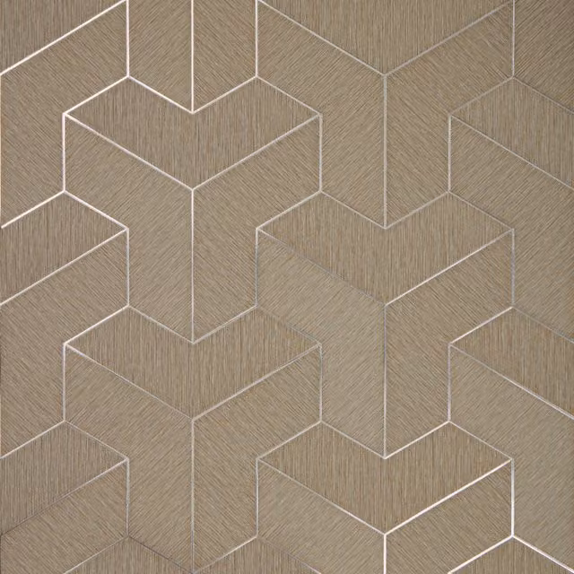 I Love Wallpaper Tessellate Abstract Art Deco Wallpaper in Silver Linen with Metallic Silver