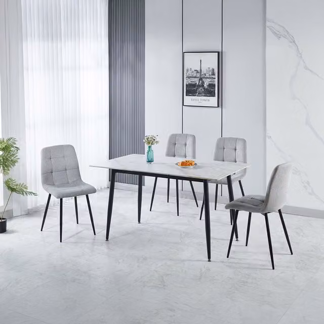 Seconique Fenton Dining Set with 4 Chairs in Light Grey