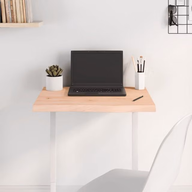 Berkfield Home Table Top Untreated Solid Oak Wood in Brown W: 60 cm, D: 50 cm