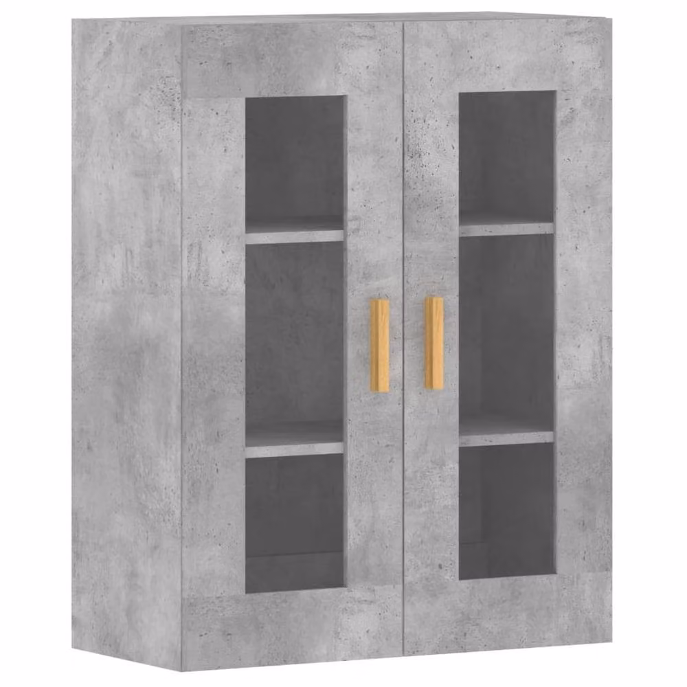 Berkfield Home Set of 2 Wall Mounted Cabinets in Concrete Grey with Glass Doors and Internal Shelves – 2