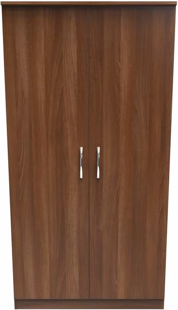 Ready Assembled 2 U Hampshire Wide 2 Door Plain Wardrobe in Walnut – 1