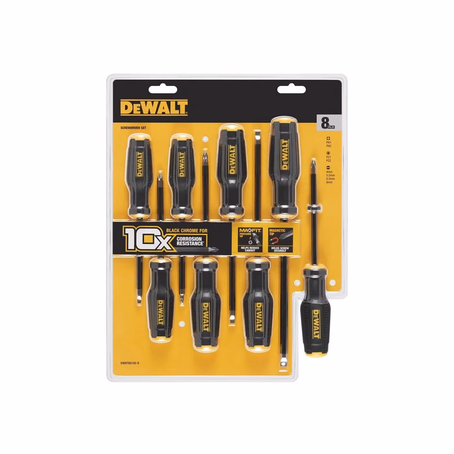 DeWalt Max Fit 8 Piece Manual Screwdriver Set in Yellow and Multicolour – 2