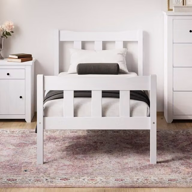 LPD Home Havana Single Bed Frame in White Solid Pine Wood, W/D/H: 90 x 200 cm