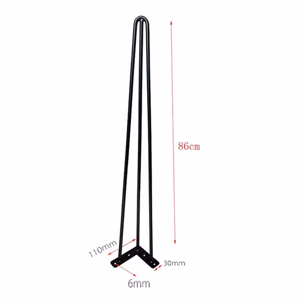 KORVIXA Set of 4 Matt Black Steel Hairpin Legs, Height: 52 cm – 2