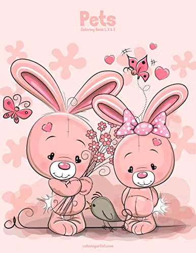 Pets Coloring Book 1, 2 & 3 Pink Paper Edition by Independently Published