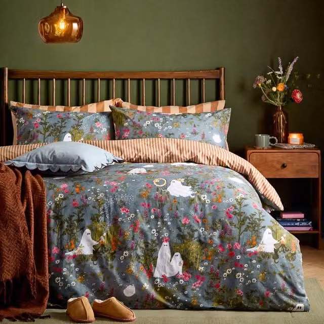 Furn Botanical Forest Reversible Halloween Duvet Cover Set, Multicolour, W/H: 200 x 200 cm