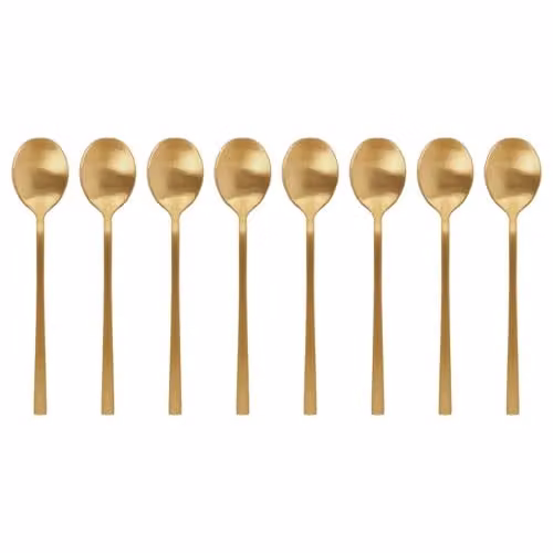 Argon Tableware Gold Coated Stainless Steel Teaspoons, Pack of 8 – 1
