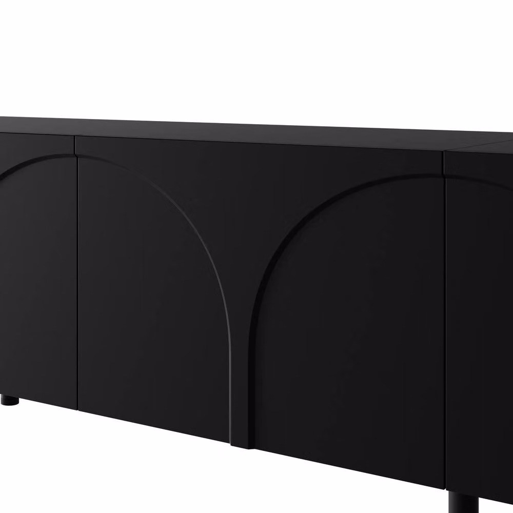Merax Black Arched 4 Door TV Unit Lowboard with Metal Legs W: 180 cm, D: 35 cm, H: 49 cm – 6