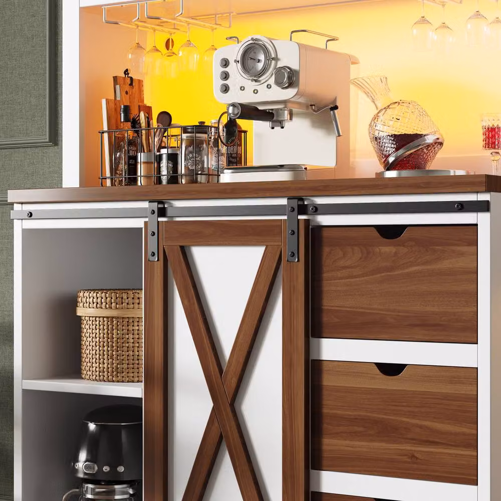 ModernLuxe Modern Kitchen Tall Cupboard with LED Lighting, White, W/D/H: 104 x 40 x 180 cm – 3