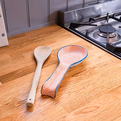 Nicola Spring Orange Floral Hand-Printed Ceramic Spoon Rest – 2