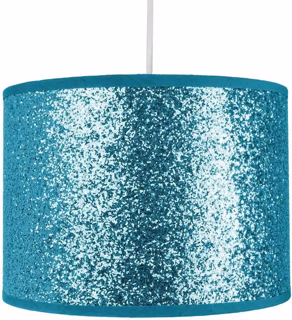 Happy Homewares Modern Teal Glitter Fabric Cylinder Pendant Lamp Shade, Diameter: 25.4 cm