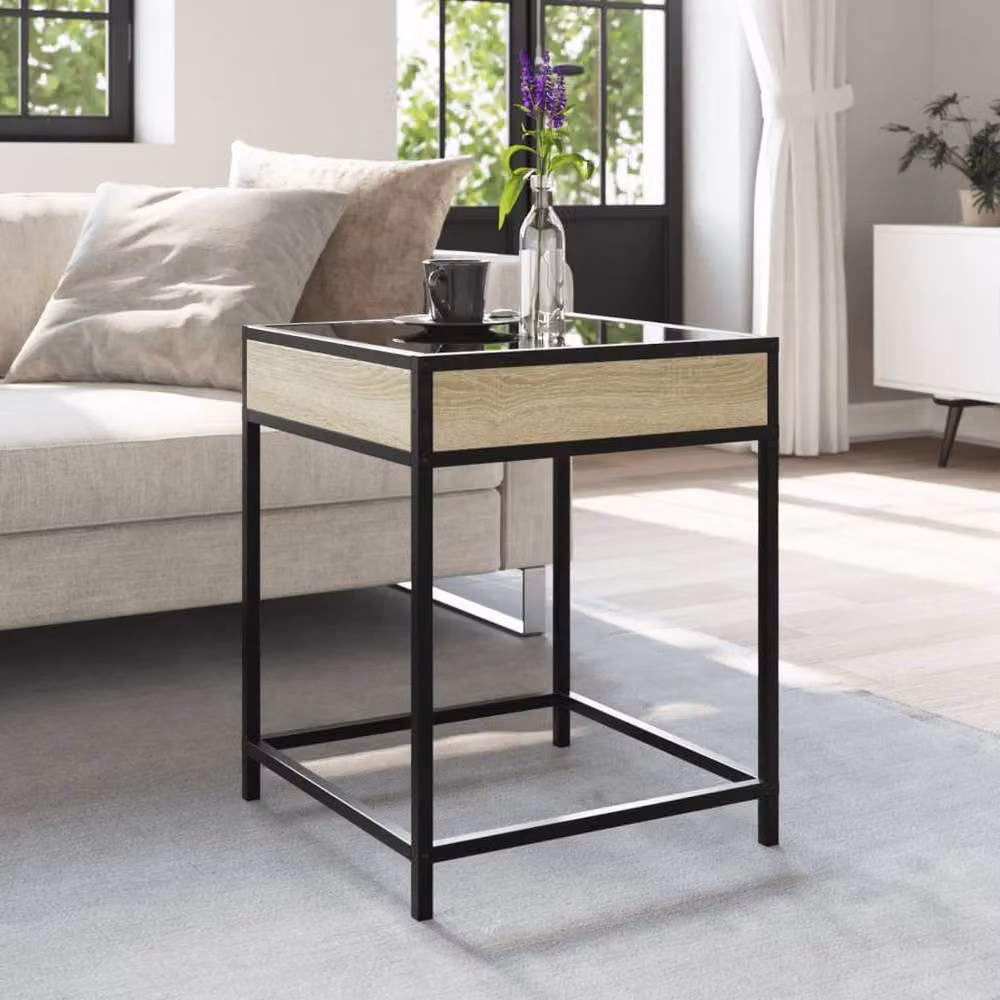 Berkfield Home Infinity LED Coffee Table in Sonoma Oak Brown, W/D/H: 40 x 40 x 51 cm – 2