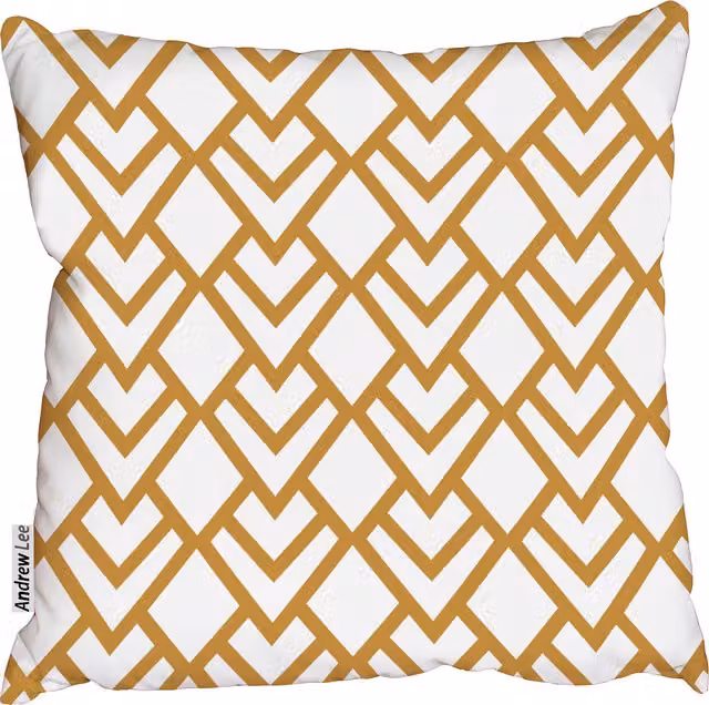 Benjamin Tate Design LTD Triangle Gold Tiles Cushion, Gold and Yellow, W/D/H: 60 x 60 x 60 cm