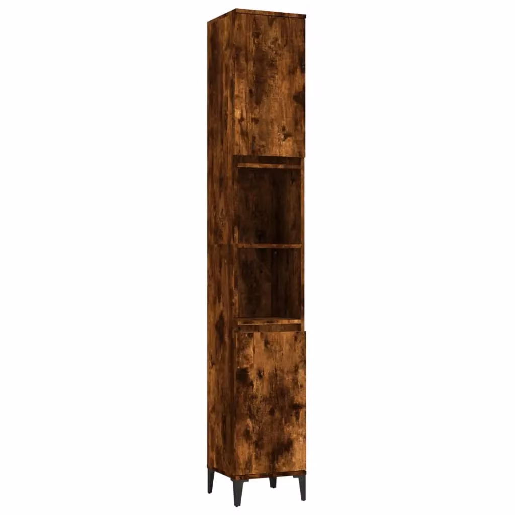 Berkfield Home Smoked Oak Bathroom Cabinet in Brown, W/D/H: 30 x 30 x 190 cm – 2