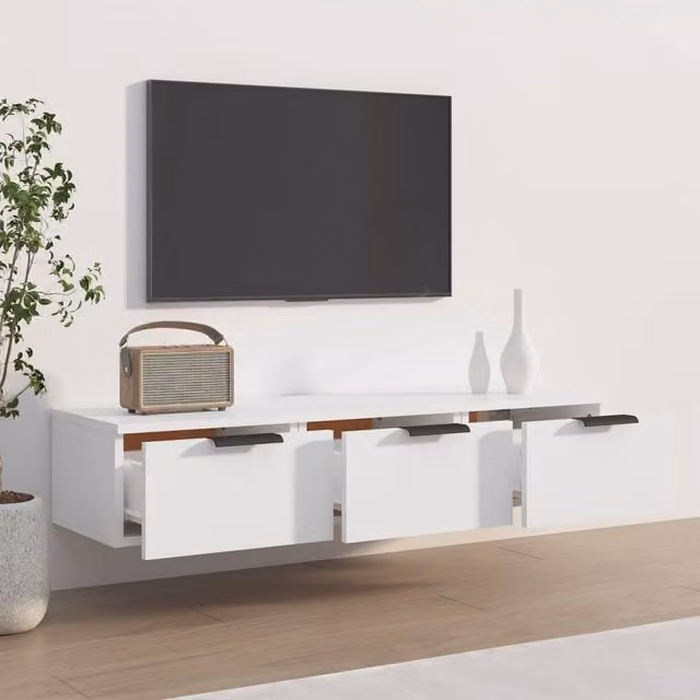 Berkfield Home Wall Mounted Cabinet in White MDF, W/D/H: 102 x 30 x 20 cm