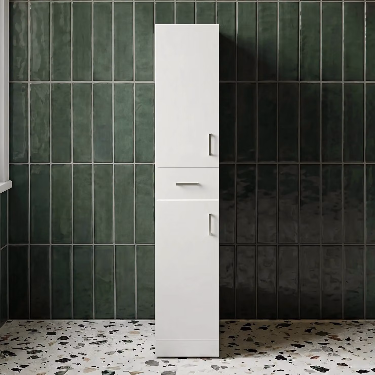 Balterley Slimline Gloss White Freestanding Bathroom Tall Unit W: 35 cm, H: 190.2 cm – 2