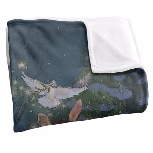 JQ Licensing Christmas Santa Peaceful Gifts Super Soft White Fleece Throw Blanket W/D/H: 152 x 127 cm – 2