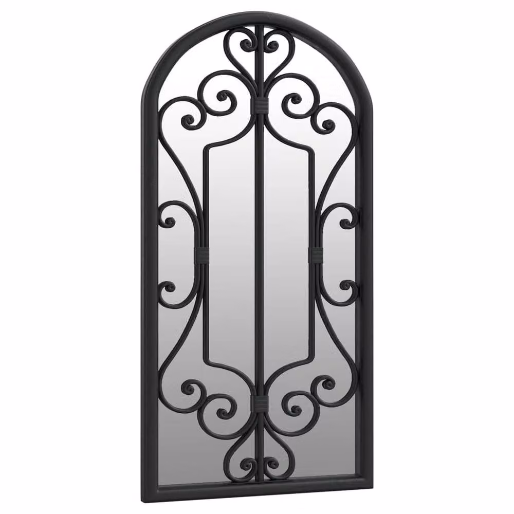 Berkfield Home Antique Black Metal Garden Wall Mirror, W/H: 70 x 30 cm – 3