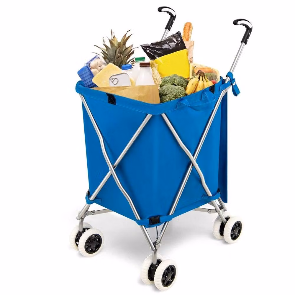 Havendro 90L Lightweight Waterproof Folding Grocery Utility Cart in Blue – 4