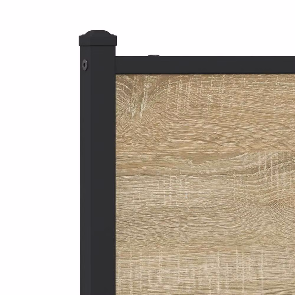 Berkfield Home Metal and Wood Bed Frame in Sonoma Oak Brown, W/D/H: 100 x 200 cm – 6