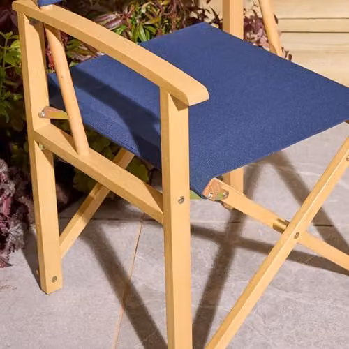Rowlinson Ascot Folding Directors Chair in Blue with UV-Resistant Eucalyptus Wood – 3