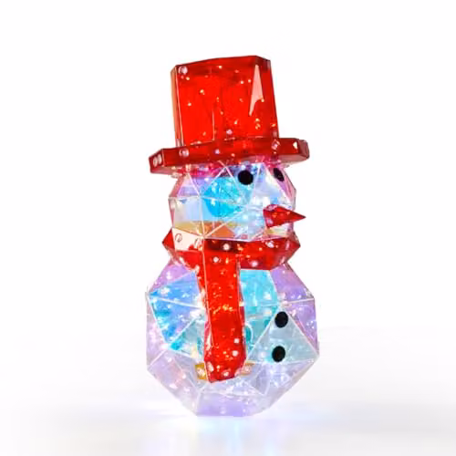 The Christmas Workshop Iridescent Snowman with 100 Cool White LED Lights, USB Powered Indoor Christmas Decoration, Height: 25 cm – 1