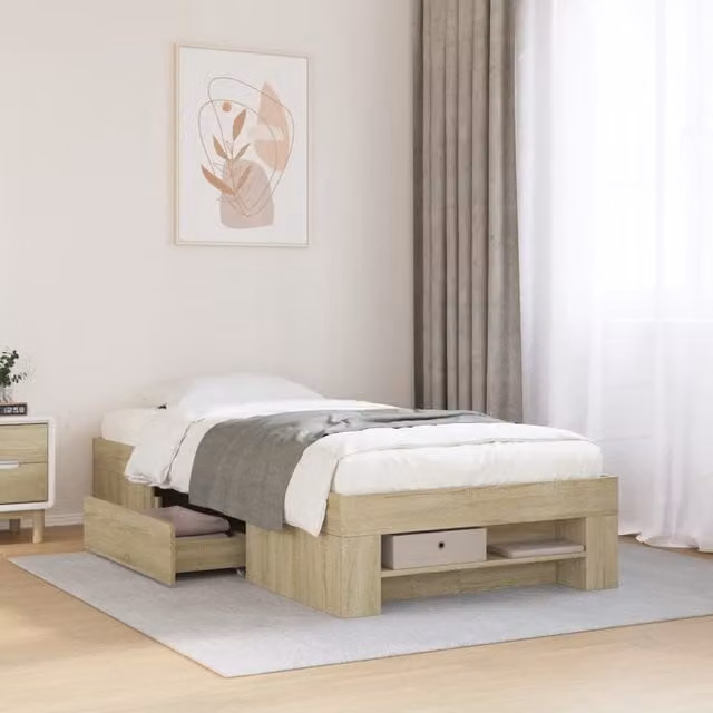 Berkfield Home Sonoma Oak Single Bed Frame with Drawers, Brown, W/D/H: 90 x 190 cm – 1