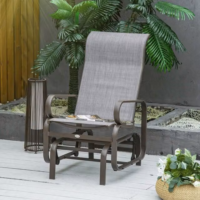 Outsunny Modern Outdoor Gliding Rocking Chair in Grey