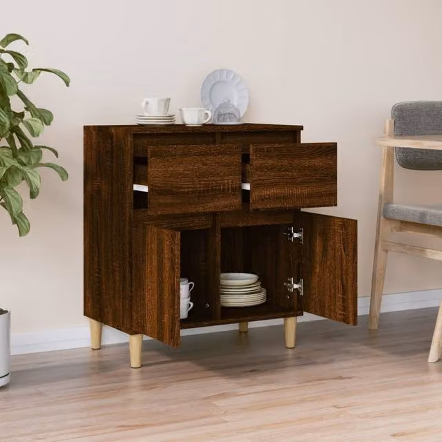 Berkfield Home Mid Century Brown Oak Sideboard, W: 60 cm, D: 35 cm, H: 70 cm – 1