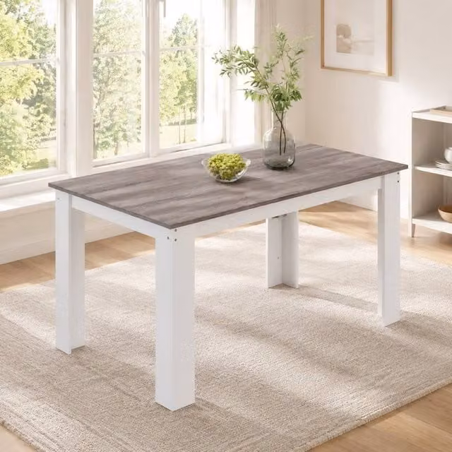 STILVORA Modern Rectangular Dining Table for 6 in Grey with Wood Effect Finish, W/D/H: 120 x 80 x 75 cm