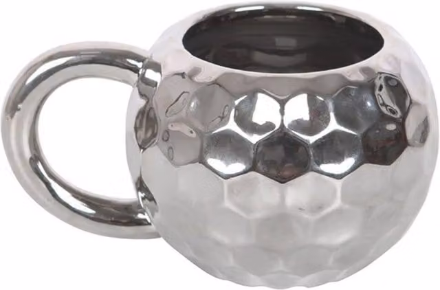 Something Different Silver Disco Ball Ceramic and Stainless Steel Mug