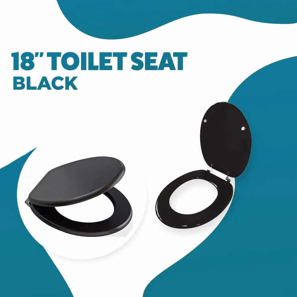 Marco Paul Black Oval Wooden Toilet Seat with Fittings, Diameter: 45.72 cm – 3