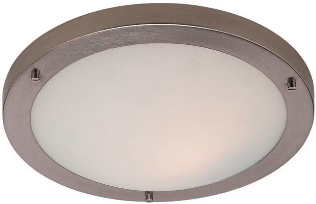 Netlighting Rondo LED Round Flush Ceiling Light in Grey with Opal Glass and Brushed Steel Finish, IP44
