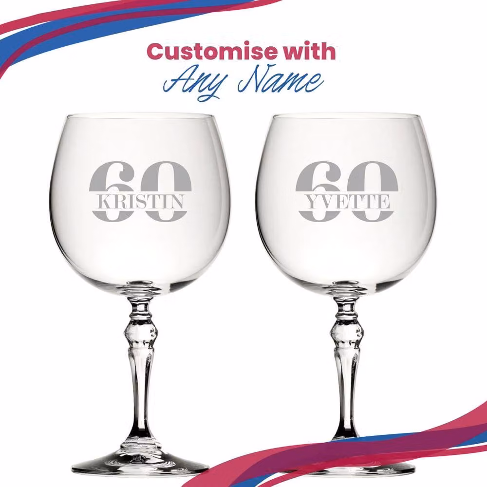Uniqueful Personalised 60th Birthday Crystal Gin Cocktail Glass in Transparent Clear – 3