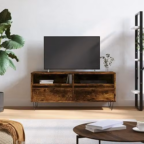 vidaXL Industrial TV Cabinet in Smoked Oak Brown, W/D/H: 100 x 34.5 x 44.5 cm – 2