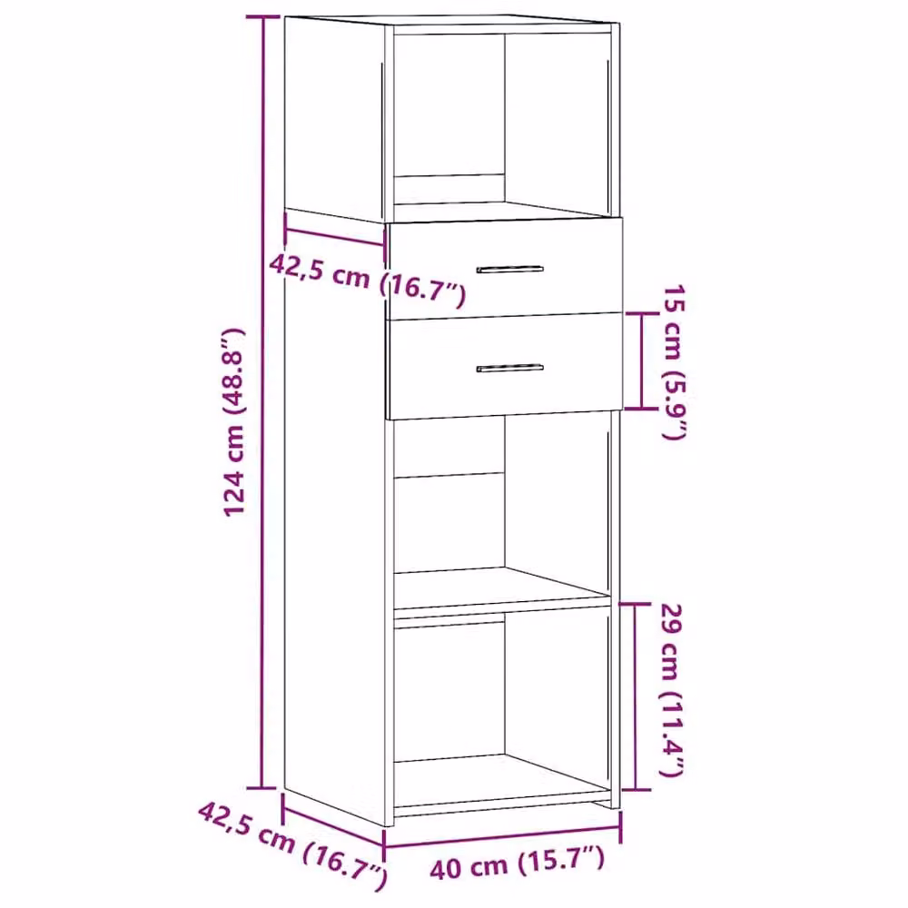 Berkfield Home Modern Black Highboard in MDF, W/D/H: 40 x 42.5 x 124 cm – 4