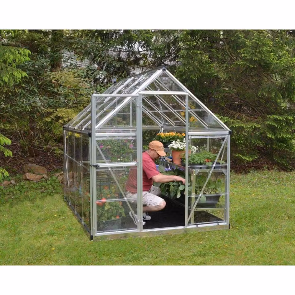 Palram Harmony 6x8 Polycarbonate Greenhouse in Silver, W: 185 cm, D: 247 cm, H: 208 cm – 2